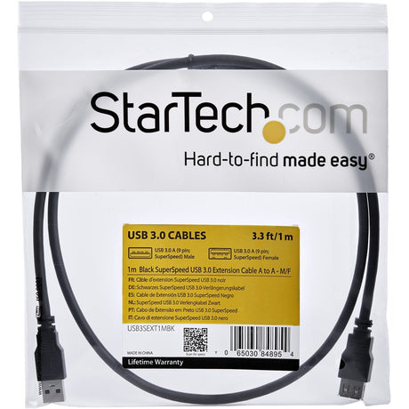 StarTech.com 1m Black SuperSpeed USB 3.0 (5Gbps) Extension Cable A to A - M/F — USB3SEXT1MBK