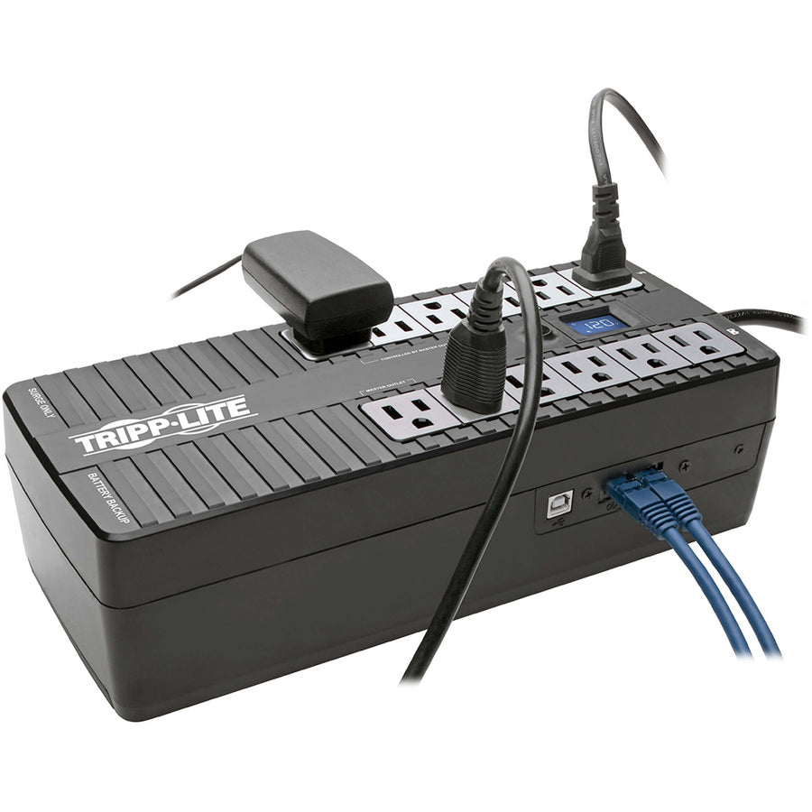 Eaton Tripp Lite Series 850VA 425W Standby UPS - 12 NEMA 5-15R Outlets, 120V, 50/60 Hz, USB, LCD, ENERGY STAR, Desktop/Wall — ECO850LCD