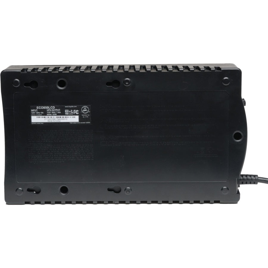Eaton Tripp Lite Series 850VA 425W Standby UPS - 12 NEMA 5-15R Outlets, 120V, 50/60 Hz, USB, LCD, ENERGY STAR, Desktop/Wall — ECO850LCD