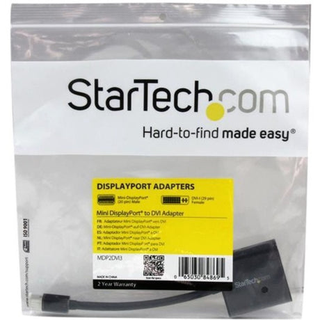 StarTech.com Mini DisplayPort to DVI Adapter, Mini DP to DVI-D Single Link Converter, 1080p Video, Passive, mDP 1.2 to DVI Monitor/Display — MDP2DVI3