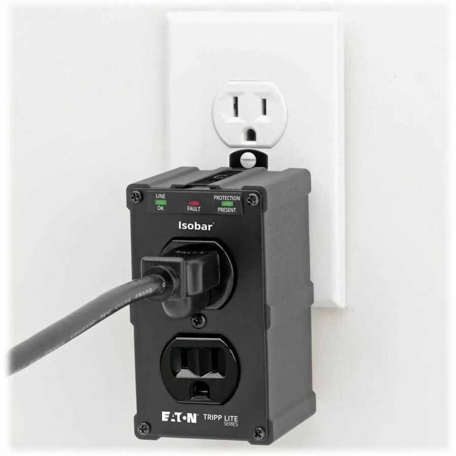 Eaton Tripp Lite Series Isobar 2-Outlet Surge Protector, Direct Plug-In, 1410 Joules, Diagnostic LEDs, Black Metal Housing — ULTRABLOK