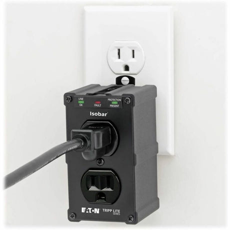 Eaton Tripp Lite Series Isobar 2-Outlet Surge Protector, Direct Plug-In, 1410 Joules, Diagnostic LEDs, Black Metal Housing — ULTRABLOK