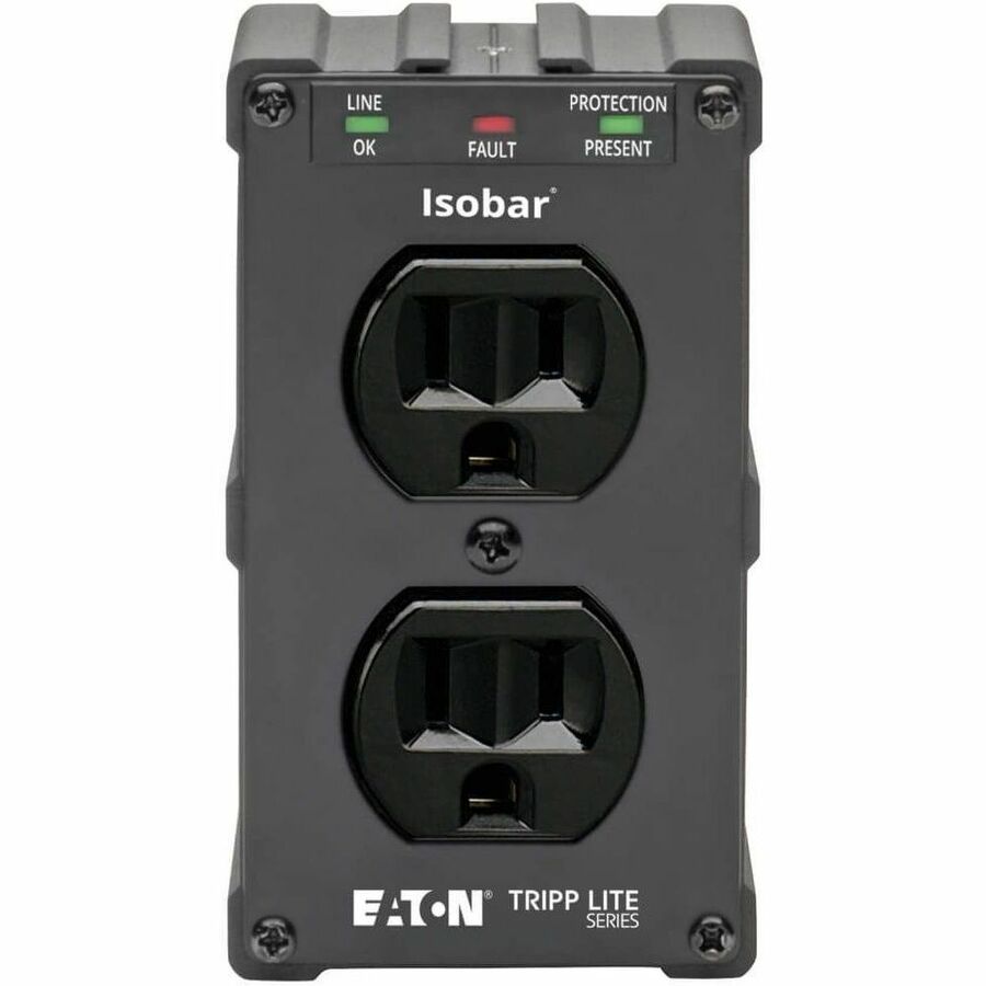 Eaton Tripp Lite Series Isobar 2-Outlet Surge Protector, Direct Plug-In, 1410 Joules, Diagnostic LEDs, Black Metal Housing — ULTRABLOK