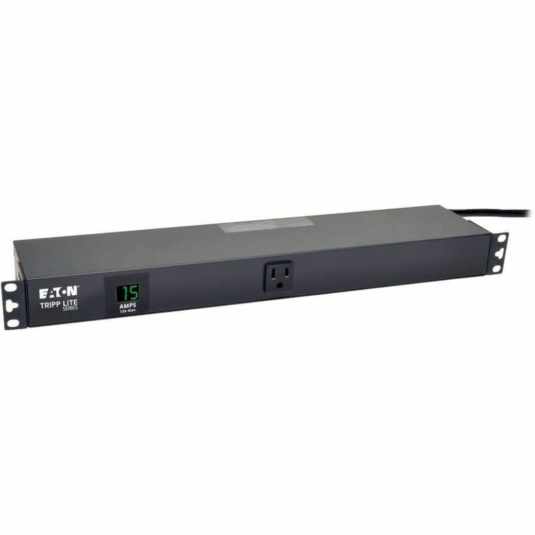 Eaton Tripp Lite Series 1.5kW Single-Phase Local Metered PDU, 100-127V Outlets (13 5-15R), 5-15P, 100-127V Input, 15 ft. (4.57 m) Cord, 1U Rack-Mount — PDUMH15-RA