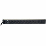 Eaton Tripp Lite Series 1.5kW Single-Phase Local Metered PDU, 100-127V Outlets (13 5-15R), 5-15P, 100-127V Input, 15 ft. (4.57 m) Cord, 1U Rack-Mount — PDUMH15-RA