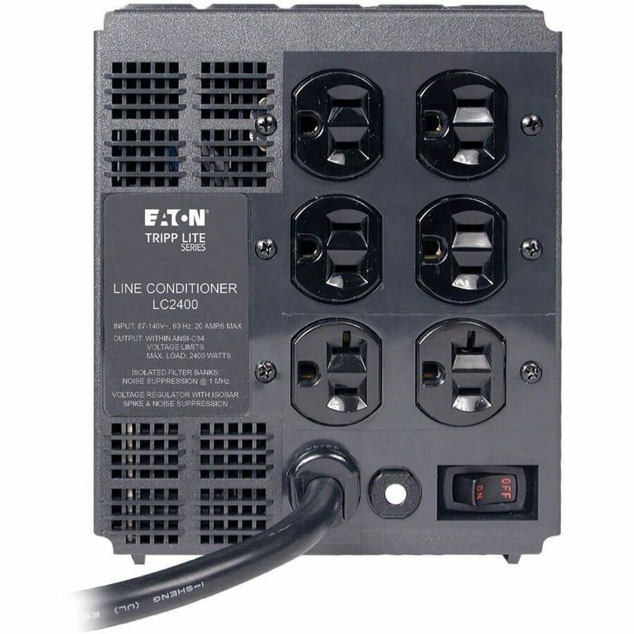 Eaton Tripp Lite Series 2400W 120V Power Conditioner with Automatic Voltage Regulation (AVR), AC Surge Protection, 6 Outlets — LC2400