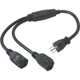 C2G 6ft 16 AWG 1-to-2 Power Cord Splitter (1 NEMA 5-15P to 2 NEMA 5-15R) — 29807