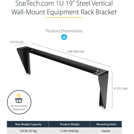 StarTech.com 1U 19in Steel Vertical Wall Mount Equipment Rack Bracket — RK119WALLV