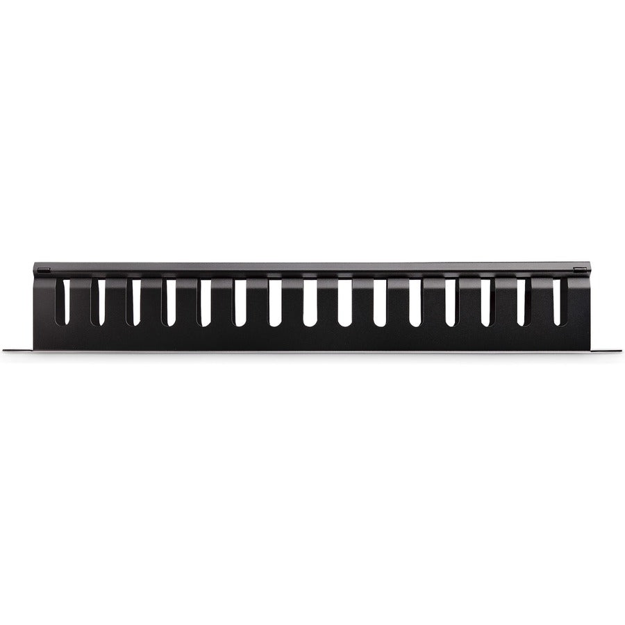 StarTech.com 1U Horizontal Finger Duct Rack Cable Management Panel with Cover — CMDUCT1UX