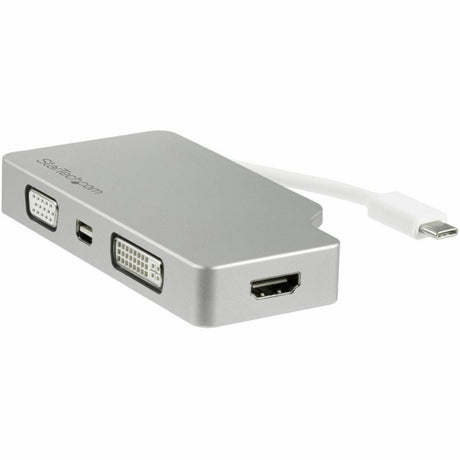 StarTech.com USB C Multiport Video Adapter 4K/1080p - USB Type C to HDMI, VGA, DVI or Mini DisplayPort Monitor Adapter - Silver Aluminum — CDPVGDVHDMDP