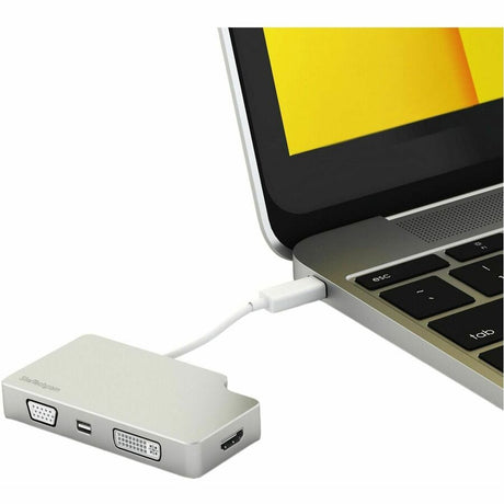 StarTech.com USB C Multiport Video Adapter 4K/1080p - USB Type C to HDMI, VGA, DVI or Mini DisplayPort Monitor Adapter - Silver Aluminum — CDPVGDVHDMDP