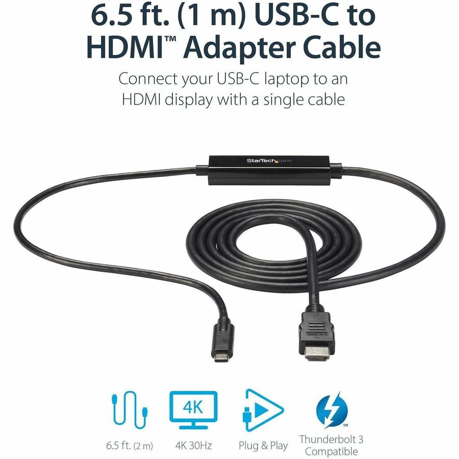 StarTech.com USB C to HDMI Cable - 3 ft / 1m - USB-C to HDMI 4K 60Hz - USB Type C to HDMI - Computer Monitor Cable — CDP2HDMM1MB