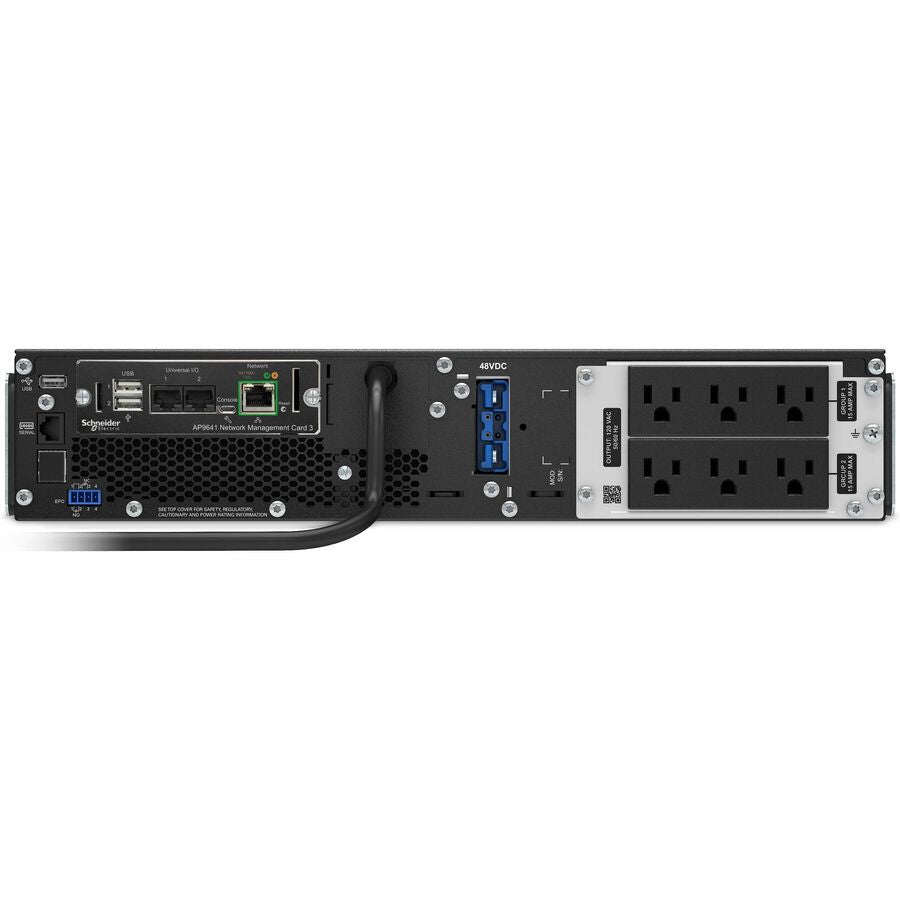 APC Smart-UPS On-Line, 1000VA, Rackmount 2U, 120V, 6x 5-15R NEMA outlets, Network Card, Extended runtime, W/ rail kit — SRT1000RMXLA-NC
