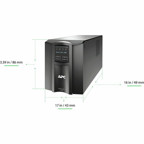 APC Smart-UPS, Line Interactive, 1500VA, Tower, 120V, 8x NEMA 5-15R outlets, SmartConnect Port+SmartSlot, AVR, LCD — SMT1500C