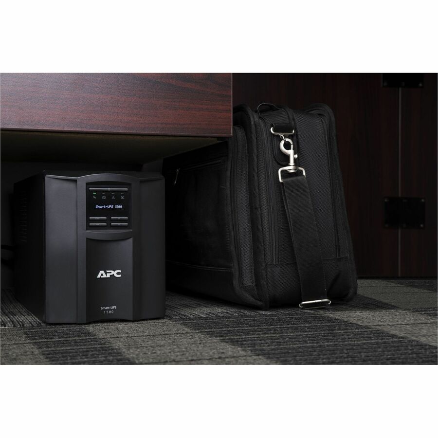 APC Smart-UPS, Line Interactive, 1500VA, Tower, 120V, 8x NEMA 5-15R outlets, SmartConnect Port+SmartSlot, AVR, LCD — SMT1500C