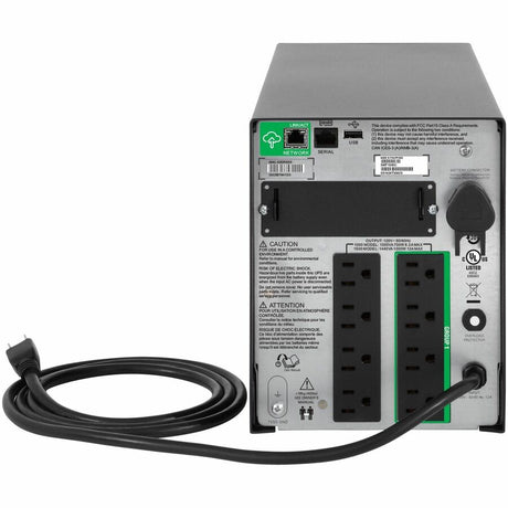 APC Smart-UPS, Line Interactive, 1500VA, Tower, 120V, 8x NEMA 5-15R outlets, SmartConnect Port+SmartSlot, AVR, LCD — SMT1500C