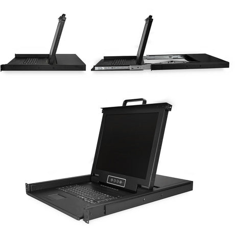 StarTech.com 8 Port Rackmount KVM Console w/ Cables - Integrated KVM Switch w/ 17" LCD - 1U LCD KVM Drawer 50000 MTBF - USB + VGA Support — RKCONS1708K