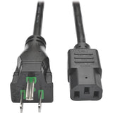 Eaton Tripp Lite Series Hospital-Grade Power Cord, NEMA 5-15P to C13 - Green Dot, 10A, 125V, 18 AWG, 8 ft. (2.43 m) Coiled Cord, Black — P006-C08-HG10