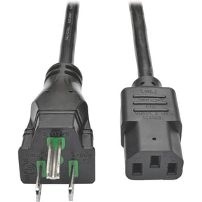 Eaton Tripp Lite Series Hospital-Grade Power Cord, NEMA 5-15P to C13 - Green Dot, 10A, 125V, 18 AWG, 8 ft. (2.43 m) Coiled Cord, Black — P006-C08-HG10