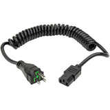 Eaton Tripp Lite Series Hospital-Grade Power Cord, NEMA 5-15P to C13 - Green Dot, 10A, 125V, 18 AWG, 8 ft. (2.43 m) Coiled Cord, Black — P006-C08-HG10