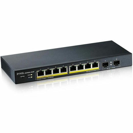 ZYXEL GS1900-10HP 8-Port Gigabit Smart Managed PoE Switch | 8 PoE+ Ports at 77W with 2 SFP Uplinks | Fanless — GS1900-10HP