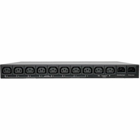 Eaton Tripp Lite Series 2.4kW Single-Phase Switched Automatic Transfer Switch PDU, Two 200-240V C14 Inlets, 10 C13 Outputs, 1U, TAA — PDUMH15HVATNET