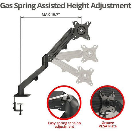 SIIG Single Gas Spring C-Clamp Monitor Desk Mount - 17" to 27" — CE-MT3311-S1