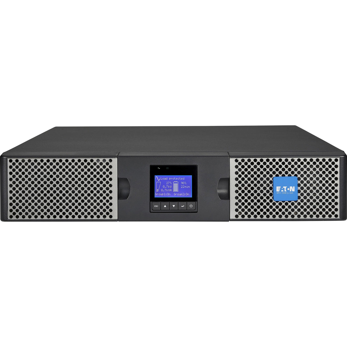 Eaton 9PX 1500VA 1350W 208V Online Double-Conversion UPS - C14 input, 8 C13, Outlets, Lithium-ion Battery, Cybersecure Network Card Option, 2U Rack/Tower — 9PX1500GRT-L