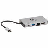 Eaton Tripp Lite Series USB-C Dock, Dual Display - 4K HDMI, VGA, USB 3.x (5Gbps), USB-A/C Hub, GbE, 100W PD Charging — U442-DOCK6-GY
