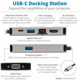 Eaton Tripp Lite Series USB-C Dock, Dual Display - 4K HDMI, VGA, USB 3.x (5Gbps), USB-A/C Hub, GbE, 100W PD Charging — U442-DOCK6-GY