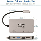 Eaton Tripp Lite Series USB-C Dock, Dual Display - 4K HDMI, VGA, USB 3.x (5Gbps), USB-A/C Hub, GbE, 100W PD Charging — U442-DOCK6-GY