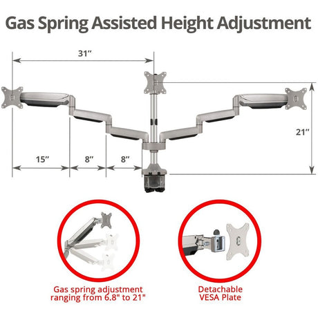 SIIG Triple Monitor Aluminum Gas Spring Desk Mount — CE-MT3611-S1