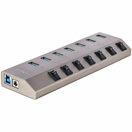 StarTech.com 7-Port Self-Powered USB-C Hub with Individual On/Off Switch, Desktop/Laptop USB-C to USB-A Hub, USB Type C Hub w/Power Supply — 5G7AIBS-USB-HUB-NA