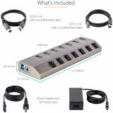 StarTech.com 7-Port Self-Powered USB-C Hub with Individual On/Off Switch, Desktop/Laptop USB-C to USB-A Hub, USB Type C Hub w/Power Supply — 5G7AIBS-USB-HUB-NA