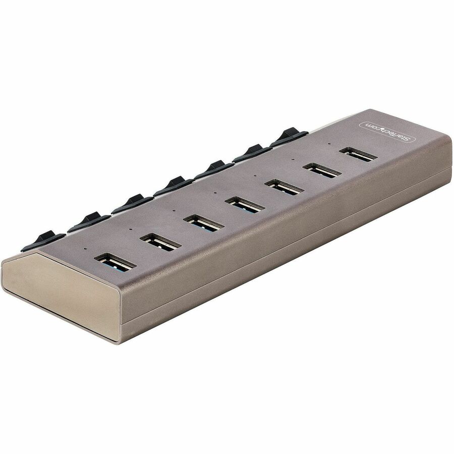 StarTech.com 7-Port Self-Powered USB-C Hub with Individual On/Off Switch, Desktop/Laptop USB-C to USB-A Hub, USB Type C Hub w/Power Supply — 5G7AIBS-USB-HUB-NA