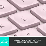 Logitech MX Keys Mini Minimalist Wireless Illuminated Keyboard, Compact, Bluetooth, USB-C - Rose — 920-010474