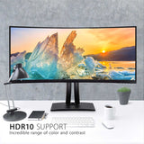 ViewSonic VP3881A 38-Inch IPS WQHD+ Curved 21:9 Monitor with 100% sRGB Rec 709, Eye Care, HDR10 Support, 90W USB C, HDMI, USB, DisplayPort for Professional Home and Office — VP3881A