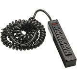 Eaton Tripp Lite Series Safe-IT 6-Outlet Surge Protector - 10 ft. Spiral Cord, 5-15P Plug, 300 Joules, Antimicrobial Protection, Black — TLP610COILAM