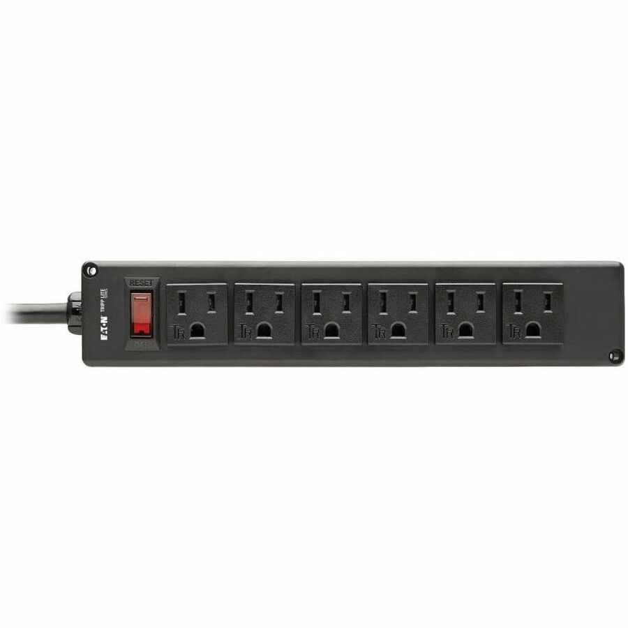 Eaton Tripp Lite Series Safe-IT 6-Outlet Surge Protector - 10 ft. Spiral Cord, 5-15P Plug, 300 Joules, Antimicrobial Protection, Black — TLP610COILAM