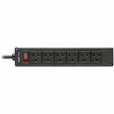 Eaton Tripp Lite Series Safe-IT 6-Outlet Surge Protector - 10 ft. Spiral Cord, 5-15P Plug, 300 Joules, Antimicrobial Protection, Black — TLP610COILAM