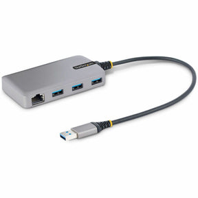 StarTech.com 3-Port USB Hub with Ethernet, USB-A Ports, Gigabit Ethernet/GbE, 5Gbps, Bus-Powered, 1ft/30cm Cable, Portable Laptop USB Hub — 5G3AGBB-USB-A-HUB