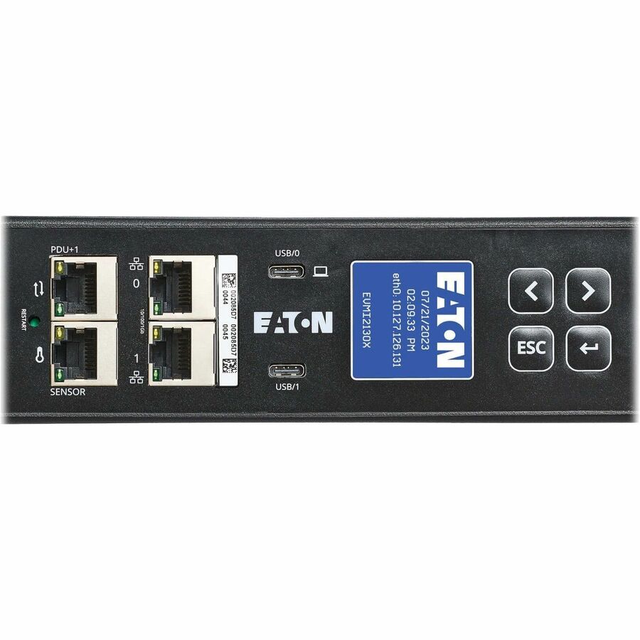 Eaton 3-Phase Metered Input Rack PDU G4, 120/208V, 42 Outlets, 24A, 8.6kW, L21-30 Input, 10 ft. Cord, 0U Vertical — EVMI2130X