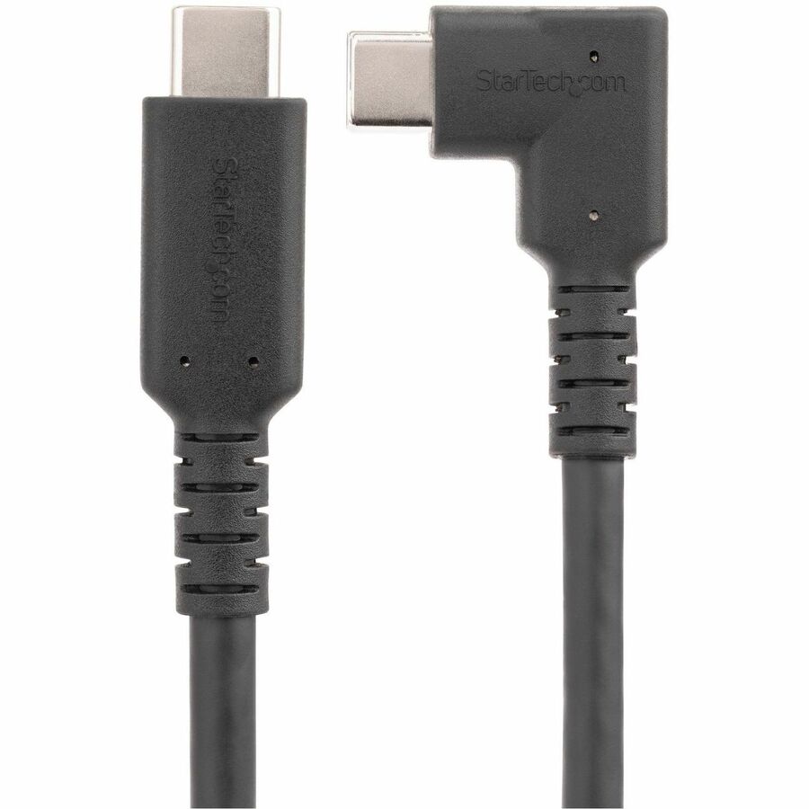 StarTech.com 1.6ft (50cm) Rugged Right Angle USB-C Cable, USB 3.2 Gen 2 (10 Gbps), USB C to C Data Transfer Cable, 100W PD, 4K 60Hz, 90 Degree USB-C Cable — RUSB31CC50CMBR