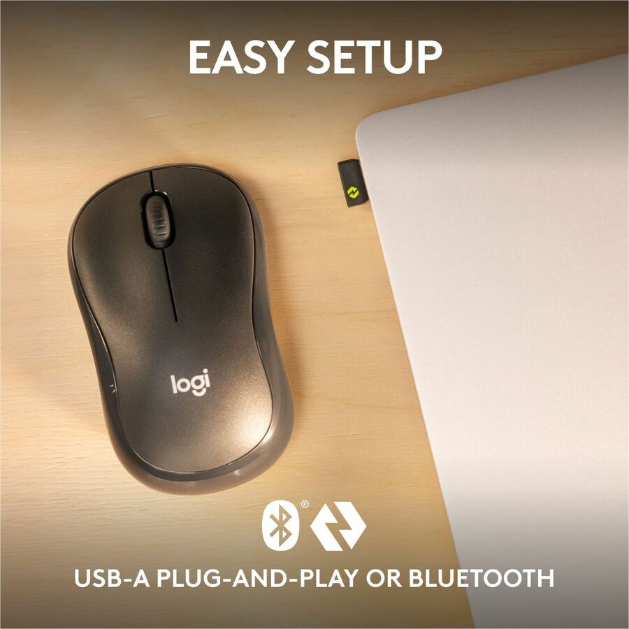 Logitech M240 for Business Silent Wireless Mouse, Secure Logi Bolt USB Receiver, Graphite — 910-007181