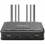 StarTech.com 2-Port Dual-Monitor HDMI Cable KVM Switch, 4K 60Hz, Compact KVM with 5ft/1.5m Integrated Host Cables, Bus Powered — C2-DH46-UA2-CBL-KVM