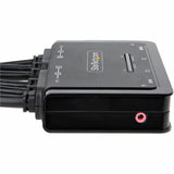 StarTech.com 2-Port Dual-Monitor HDMI Cable KVM Switch, 4K 60Hz, Compact KVM with 5ft/1.5m Integrated Host Cables, Bus Powered — C2-DH46-UA2-CBL-KVM