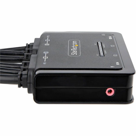 StarTech.com 2-Port Dual-Monitor HDMI Cable KVM Switch, 4K 60Hz, Compact KVM with 5ft/1.5m Integrated Host Cables, Bus Powered — C2-DH46-UA2-CBL-KVM