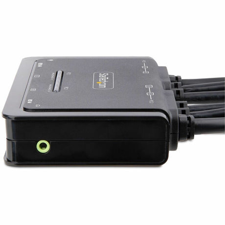 StarTech.com 2-Port Dual-Monitor HDMI Cable KVM Switch, 4K 60Hz, Compact KVM with 5ft/1.5m Integrated Host Cables, Bus Powered — C2-DH46-UA2-CBL-KVM