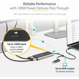 StarTech.com USB-C to Dual-HDMI Adapter, USB-C/A to 2x HDMI, 4K 60Hz, 100W PD Passthrough, 1ft/30cm Cable, USB to HDMI Converter, TAA — 109B-USBC-HDMI
