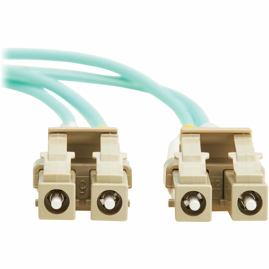 Eaton Tripp Lite Series 10Gb/40Gb/100Gb Duplex Multimode 50/125 OM4 LSZH Fiber Patch Cable (LC/LC), Aqua, 1M (3.3 ft.), TAA — N820-01M-OM4TAA